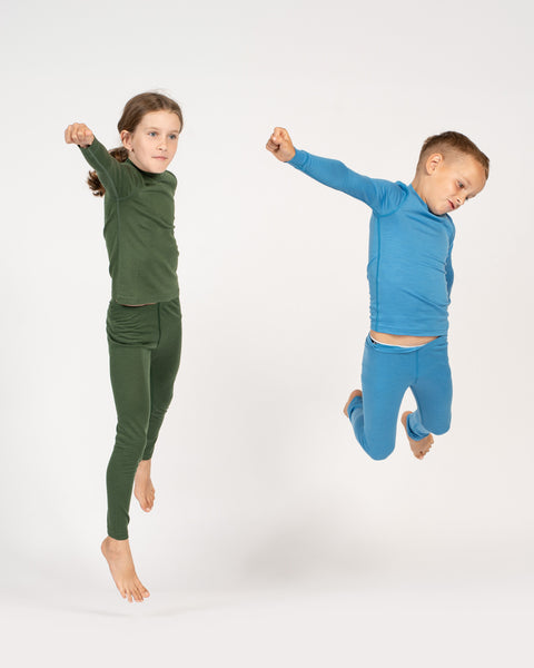 Kids' 160 Long Sleeve & Bottom 2-Piece Light Blue