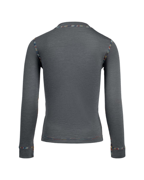 Kids' 160 Thermal Long Sleeve Crew Perfect Grey, front view.