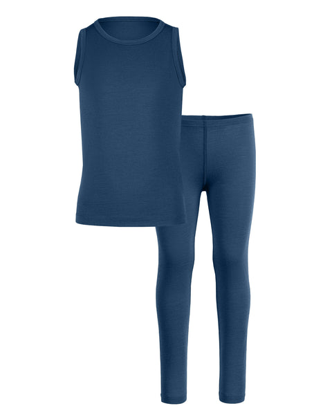 Kids' Merino Tank Top & Bottom 2-Piece Denim