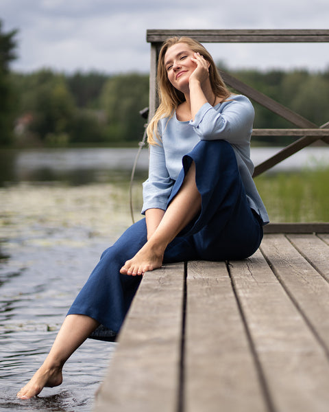 Linen Blouse Nora Cloudy Blue