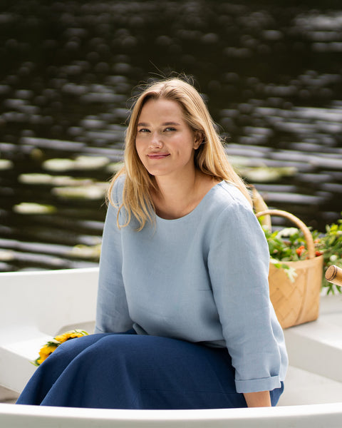 Linen Blouse Nora Cloudy Blue