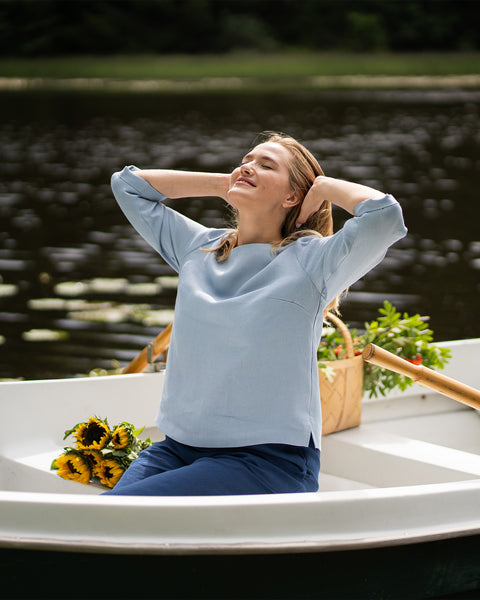Linen Blouse Nora Cloudy Blue