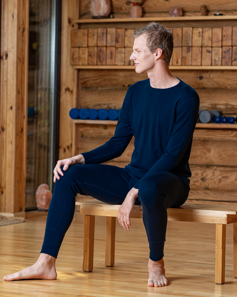 Men's 250 Merino 2-Piece Set of Long Sleeve & Bottom Dark Blue