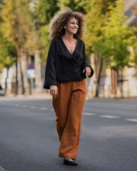 Linen Wrap Top Thea