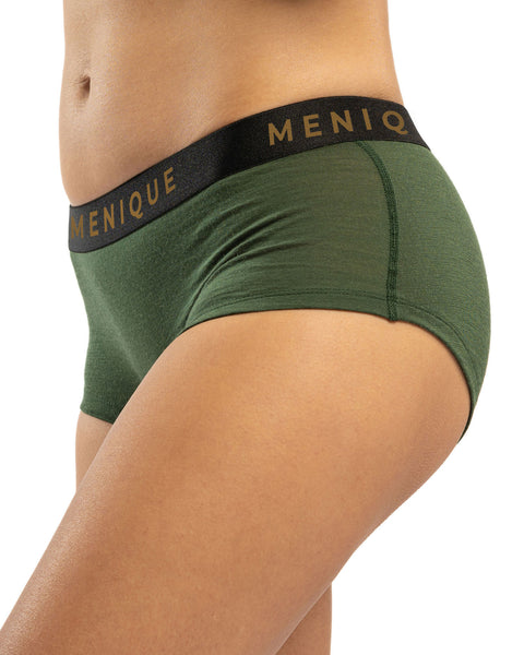 Merino wool boxers in green for women with logo waistband