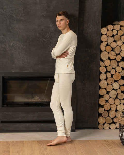 Men's Merino 250 Set of Long Sleeve & Bottom Rub Natural