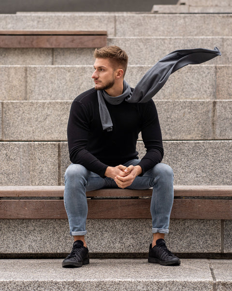 Men's Merino Scarf Perfect Grey