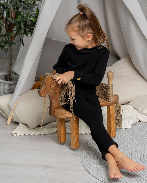 Kids' Long Sleeve Set 250 Merino Black