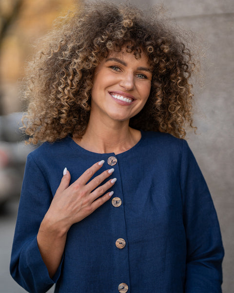 European Linen Jacket Alice Storm Blue