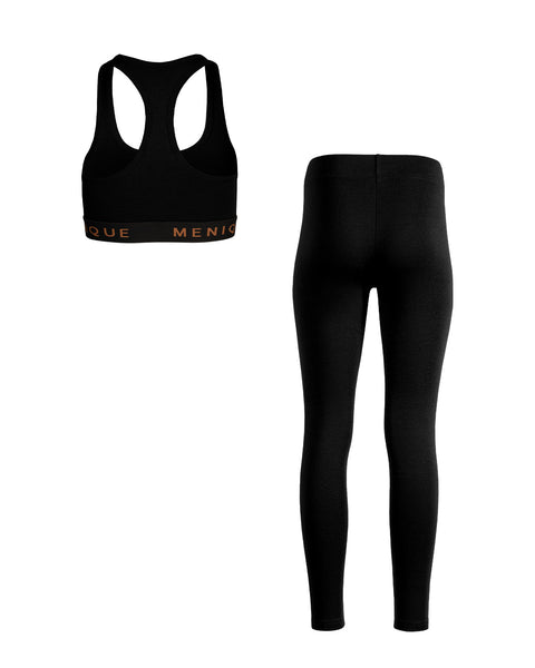 Packshot of women&#39;s merino wool bra and leggings set