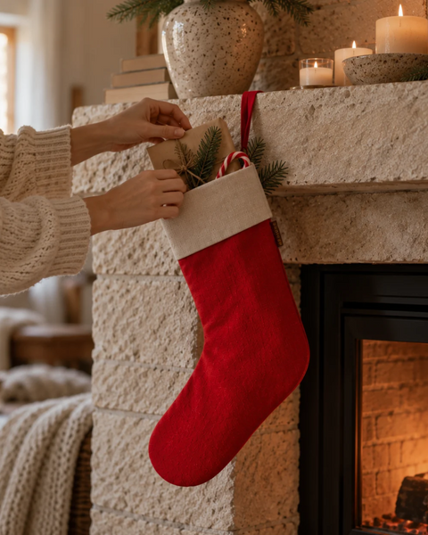 Linen Christmas Stockings Sock