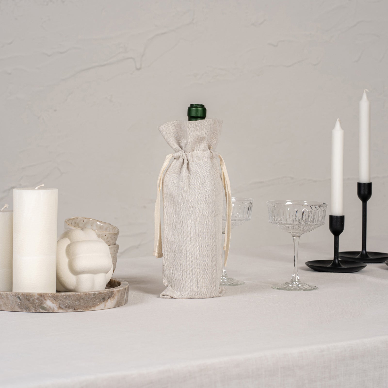 Holiday 100% Linen Wine Gift Bag