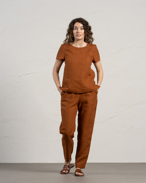 Linen Pants Dakota Almond Brown