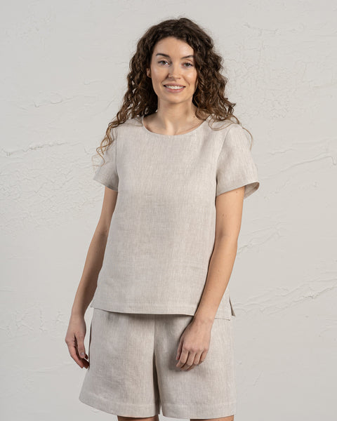 Linen T-Shirt Top Emma Natural