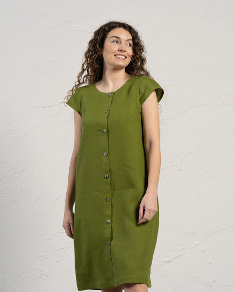 Button Down Dress Harper Forest Green