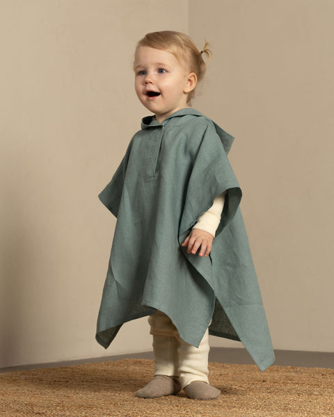 Linen baby poncho in mint green color