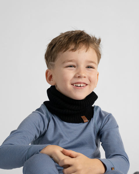 Kids' 100% Merino Wool Ribbed Knit Neck Gaiter