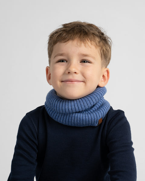 Kids' 100% Merino Wool Ribbed Knit Neck Gaiter