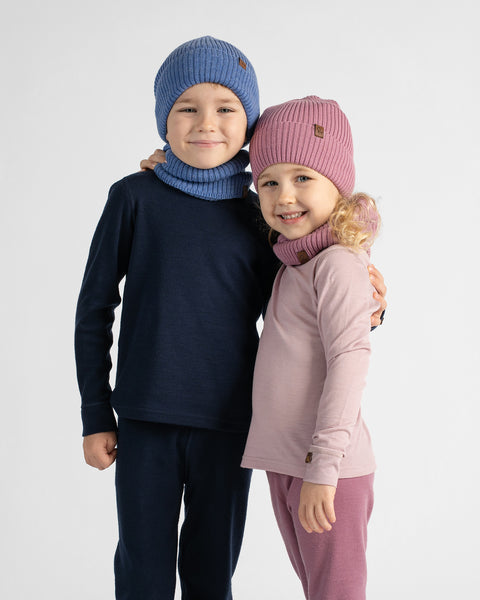 Kids' 100% Merino Wool Ribbed Knit Neck Gaiter