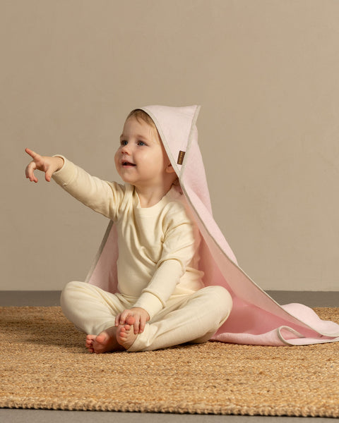 Linen Hooded Baby Towel Dusty Pink
