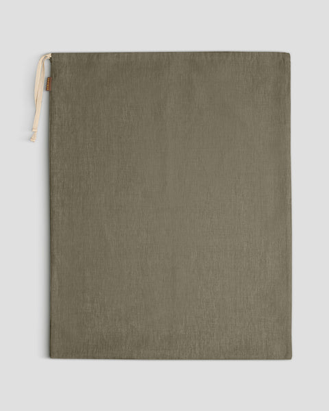 Linen Laundry Bag with Drawstrings Stone Green