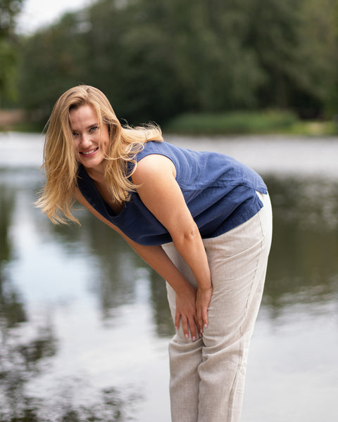 Linen Tank Top Hana Storm Blue