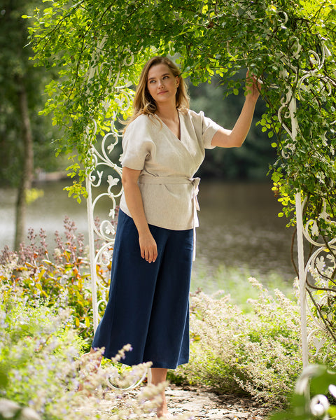 Linen Wrap Blouse Lila