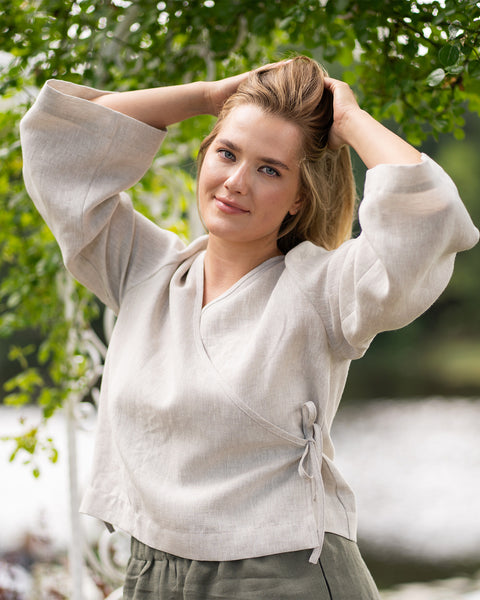 Linen Wrap Top Thea