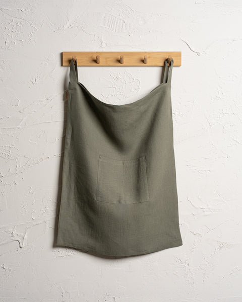 Linen Hanging Laundry Bag Stone Green