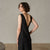 Maxi Open Back Dress Stella in pure black color