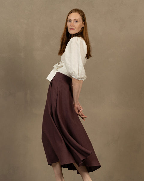 Linen Circle Skirt Evelyn Shadow Purple