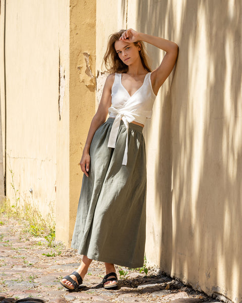 Linen Maxi Skirt with Pockets Sophia