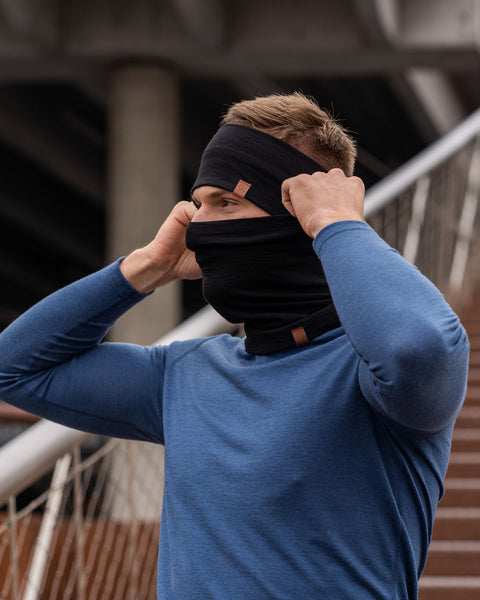 Men&#39;s Headband and Gaiter Set Black