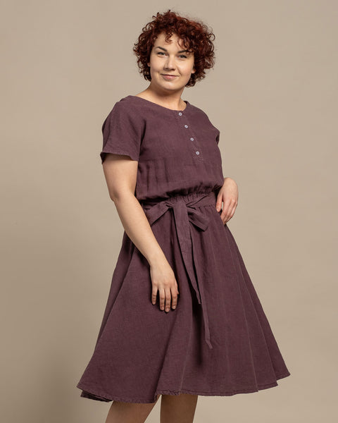 Linen button front dress Brigit for plus sized body figure