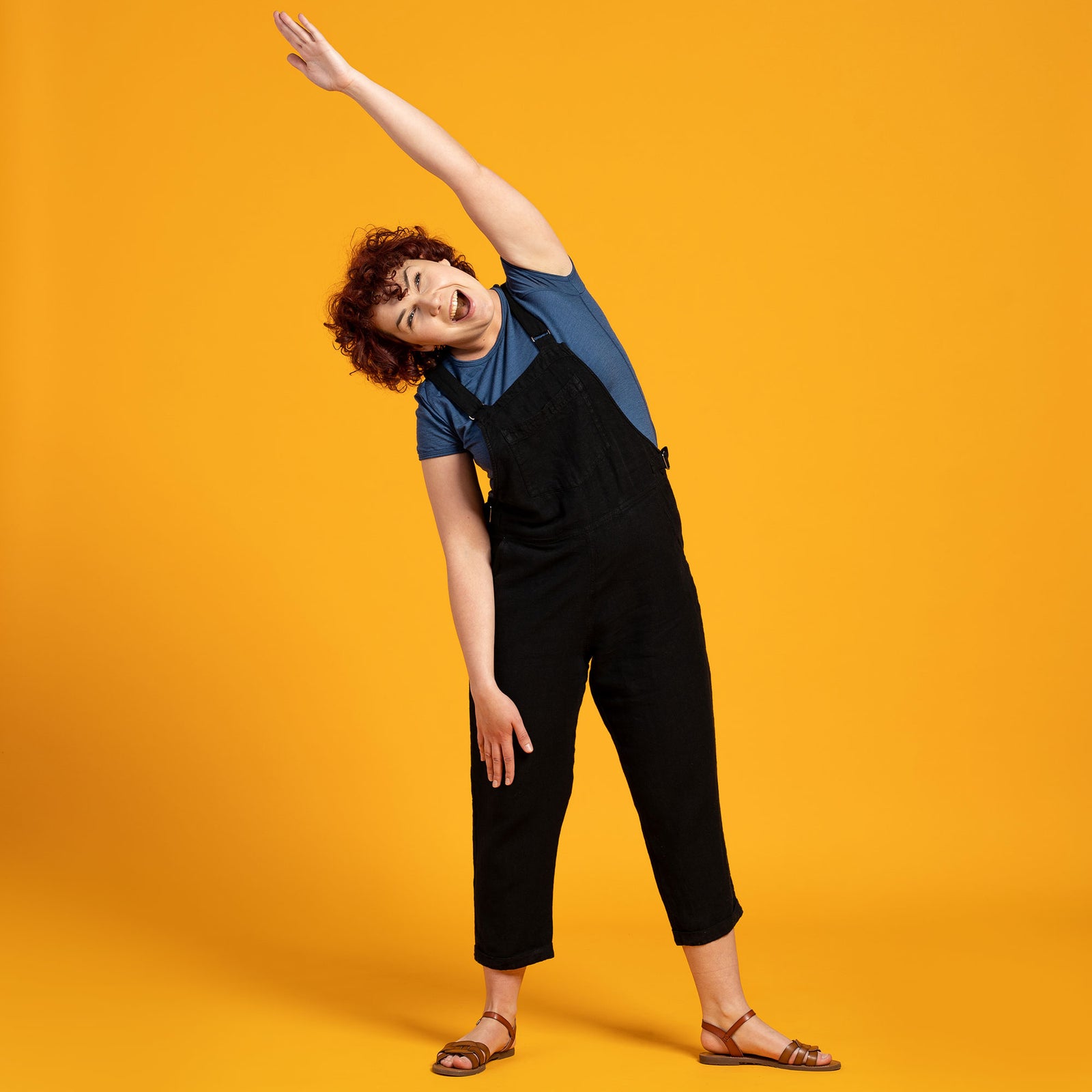 Linen Pinafore Jumpsuit Nicci Pure Black