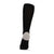 Black knee-high sock with gray toe and heel on a white background