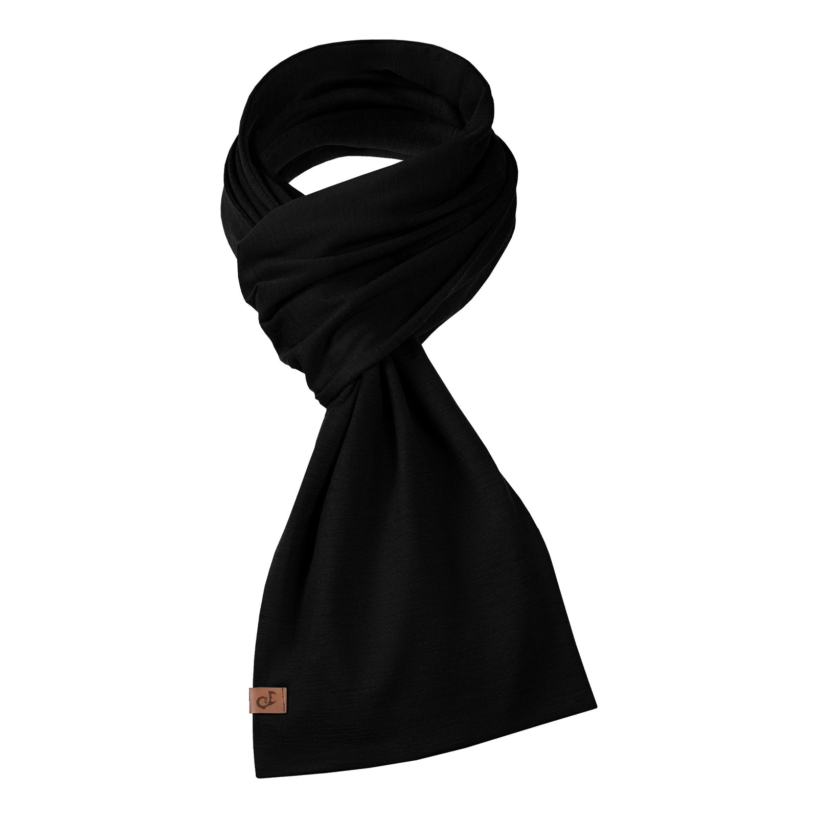 Men's Scarf Black Merino Wool