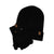 Dark gray knit beanie and gloves set on a white background