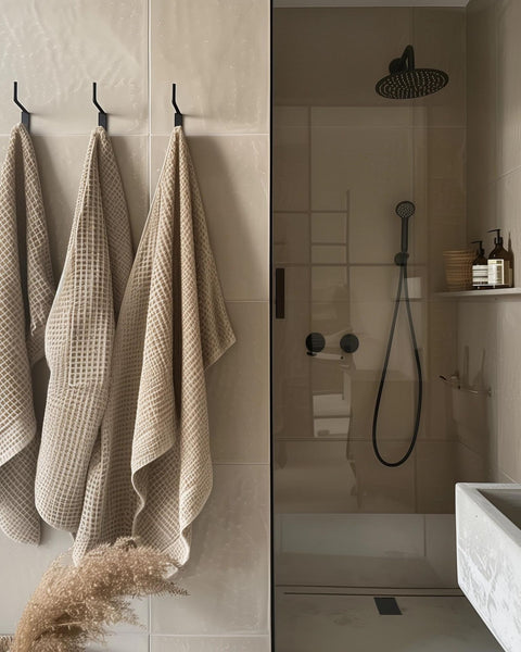 Waffle Bath Towel 100x140 in sand brown