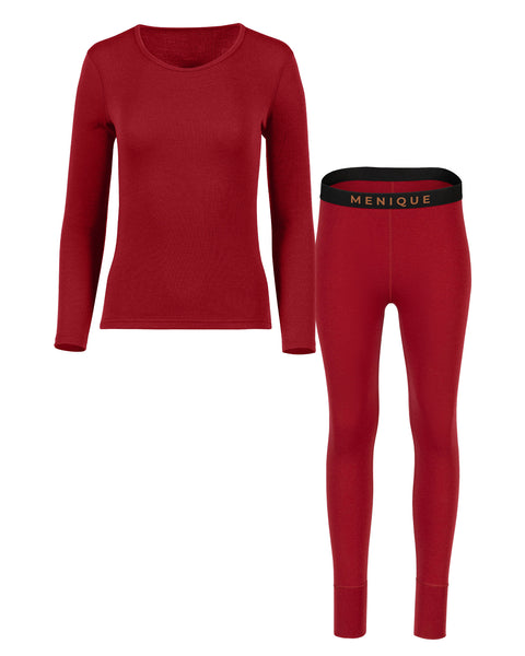 Women&#39;s 250 Long Sleeve &amp; Bottoms 2-Piece Royal Cherry Front
