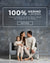 An advertisement featuring a family of three sitting on a gray tufted armchair. They are wearing matching off-white thermal clothing. The text "100% MERINO LAYERS" is displayed at the top, along with a description of the clothing and a "SHOP NOW" button. The background is a gray textured surface.


