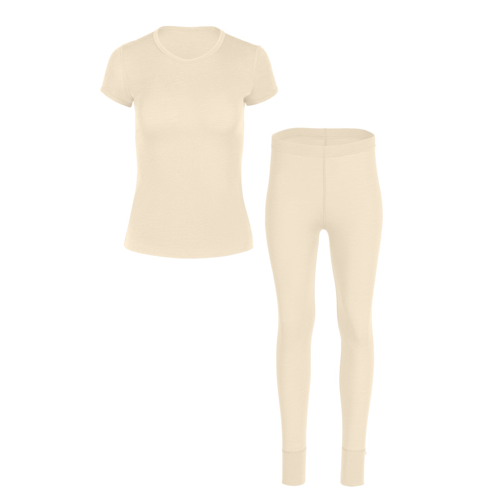 Women's 160 Merino 2-Piece Set Of Short Sleeve & Bottom Natural