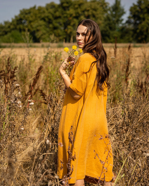 Linen Oversize Dress Olivia Spicy Yellow