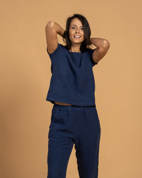 Emma &amp; Dakota Linen Matching Set Storm Blue