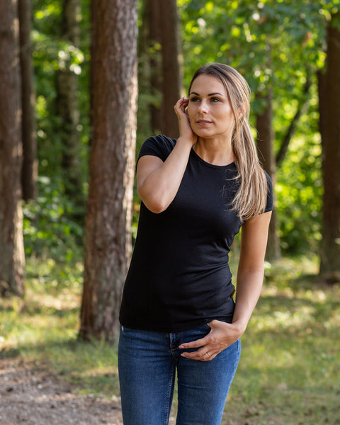 Women&#39;s 160 Merino 2-Piece Set Of Short Sleeve &amp; Bottom Black