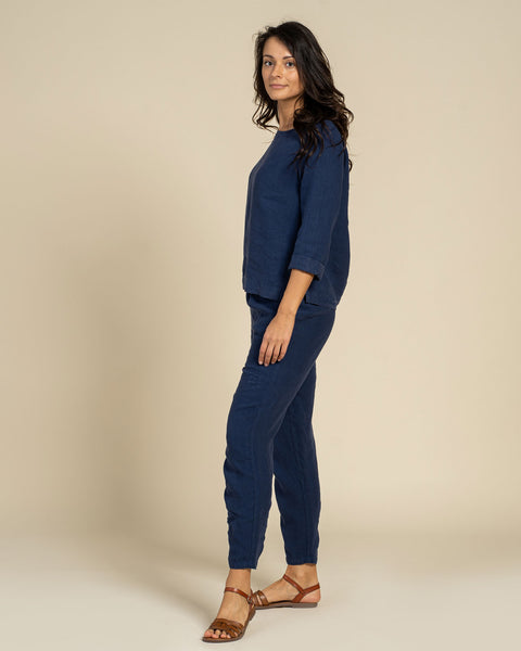 Long Sleeve Blouse &amp; Pants 2-Piece Storm Blue