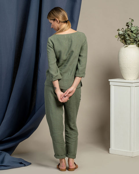 Nora &amp; Dakota Linen Matching Set Stone Green