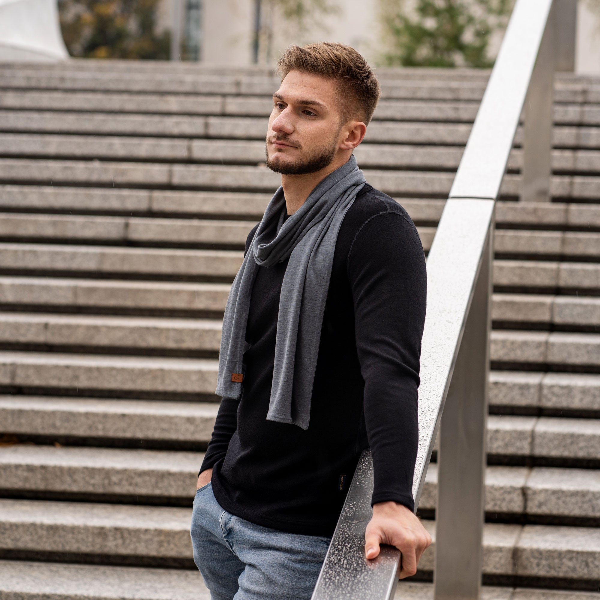 Men's Merino Scarf Perfect Grey