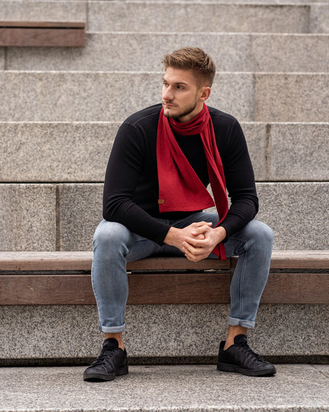Men&#39;s Merino Scarf Royal Cherry