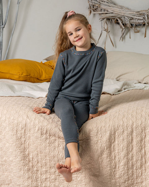 Kids&#39; 250 Long Sleeve &amp; Bottom 2-Piece Perfect Grey